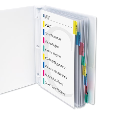C-Line Products Sheet Protector, Tabs, Assorted, PK8 5580